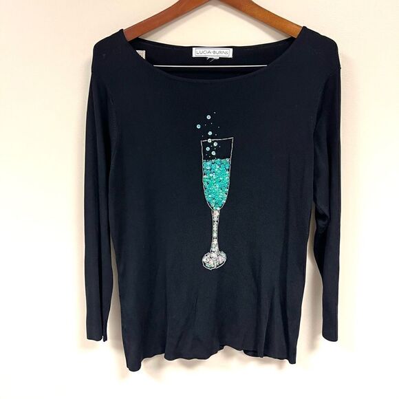 - Lucia Burns champagne flute with sequins top  Sz L/XL - Picture 1 of 5
